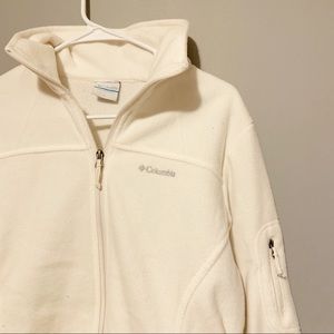 Columbia fleece zip up white winter jacket large